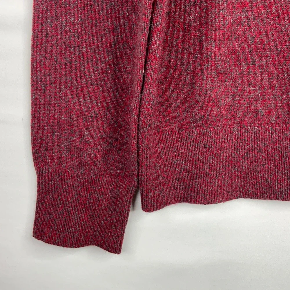 Banana Republic Mens Merino Wool Blend Snap Mock Neck Sweater Burgundy Marl M